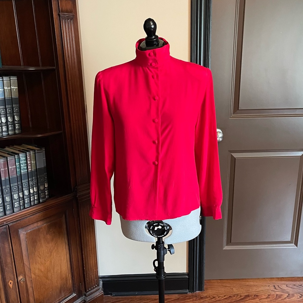 EUC Talbots Red Silk Blouse